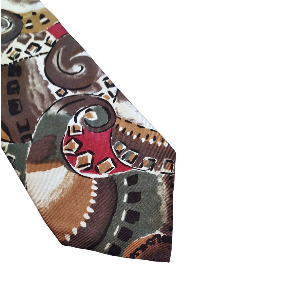 Hatfield House Necktie Men's Brown Abstract Silk Tie Made in USA